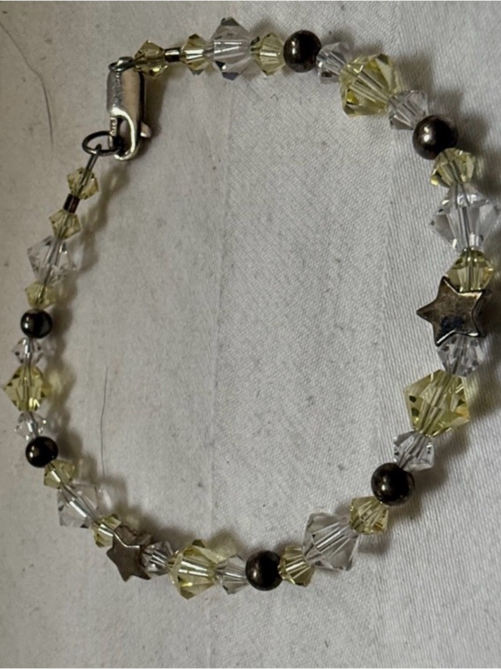 Delicate Yellow Crystal Star Sterling Bracelet - Women's Jewelry